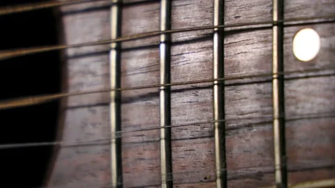 Classical Guitar strings Vibrate with waves of rolling shutter effect Video stock 131015568