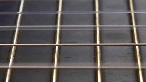 Classical Guitar Strings Vibrating when Song is Played Slow Motion 스톡 동영상 121083255