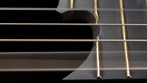 Classical Guitar Strings Vibrating when Song is Played Slow Motion Stock Footage 121083259