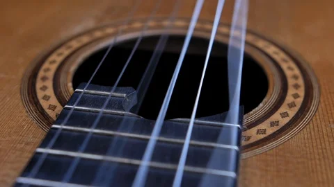 Classical Guitar Strings Vibrating when Song is Played Slow Motion 스톡 동영상 121083313