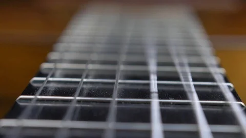 Classical Guitar Strings Vibrating when Song is Played Slow Motion 스톡 동영상 121083435