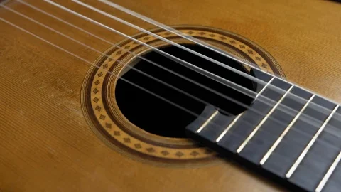 Classical Guitar Strings Vibrating when Song is Played Slow Motion 스톡 동영상 121083614