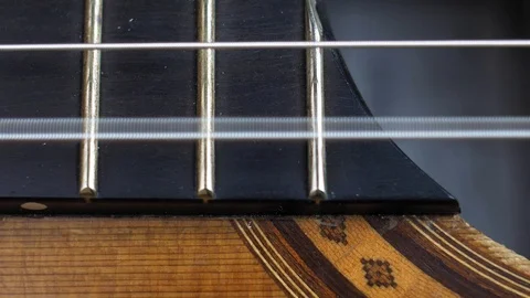 Classical Guitar Strings Vibrating when Song is Played Slow Motion 스톡 동영상 121083834