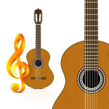 Classical guitar on white background. Stock Illustration