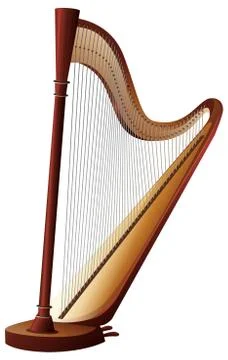 Classical harp with strings 库存插图