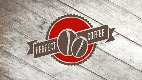 Classical high standard cafe product with a circular impression and bean cartoon Stock Footage 128703267