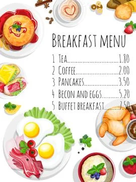 Classical hotel breakfast menu Stock Illustration
