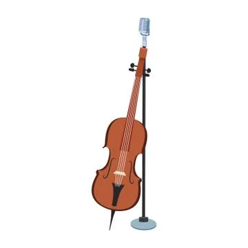 Classical instruments, microphone and cello icon image Illustrazione stock