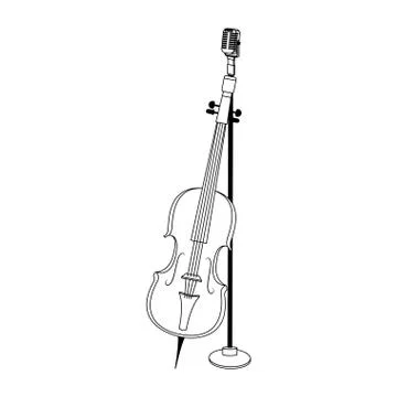Classical instruments, microphone and cello icon image Illustrazione stock