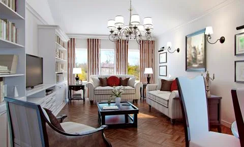 Classical interior living room Stock Illustration