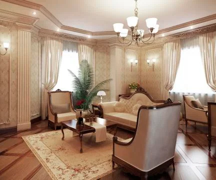 Classical interior living room Stock Illustration