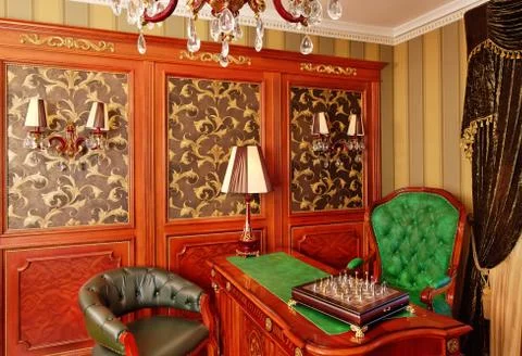 Classical interior style library working space Stock Photos