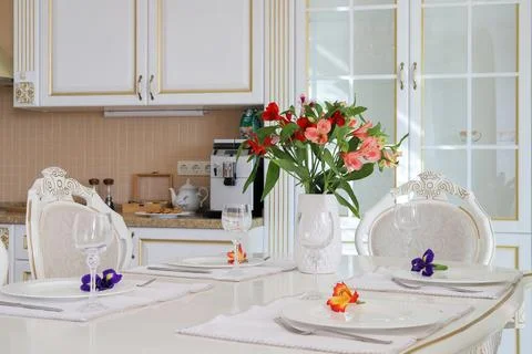 Classical kitchen dining table details Photos