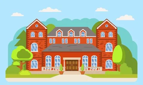 Classical lock suburban american house. Family home. Stock Illustration