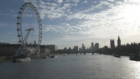 A classical London cityscape viewed from the Thames River. Stock Footage 170961948