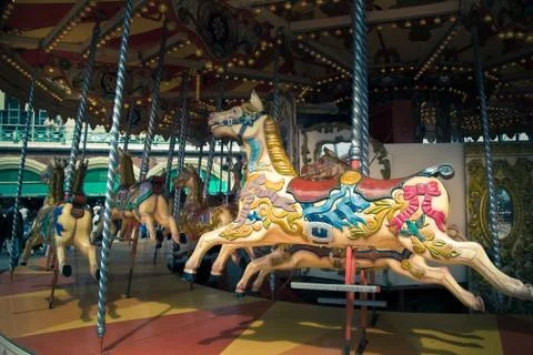 Classical looking carousel at a funfair with a real traditional design Stock-Fotos