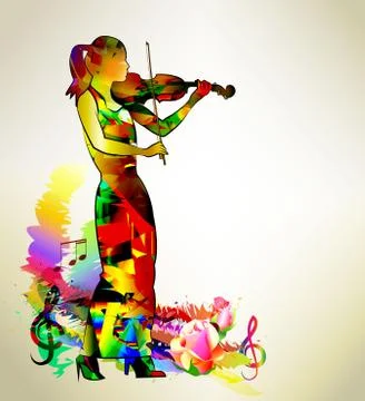 Classical music background. Violin player. Illustrazione stock