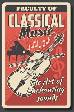 Classical music faculty vector vintage poster Ilustración de archivo