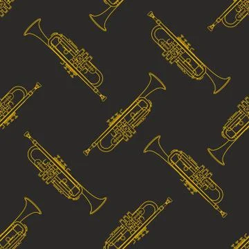 Classical music instruments seamless pattern. Stock Illustration