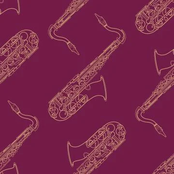 Classical music instruments seamless pattern. Stock Illustration