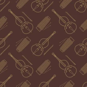 Classical music instruments seamless pattern. Stock Illustration