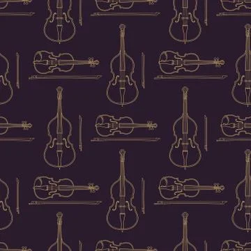Classical music instruments seamless pattern. Stock Illustration