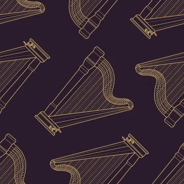 Classical music instruments seamless pattern. Stock Illustration