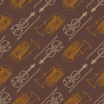 Classical music instruments seamless pattern. Stock Illustration