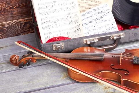 Classical musical instruments close up. Stock Photos