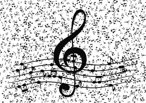 Classical musical notes with treble clef. Vector Illustrator Illustrazione stock