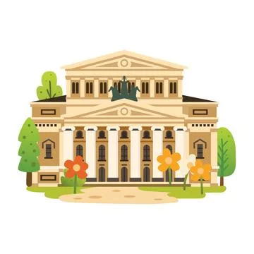 Classical opera theater with columns isolated on white background. Illustra.. Stock Illustration