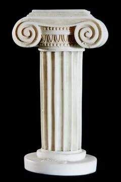 Classical painted marble column isolated on black background Stock Photos