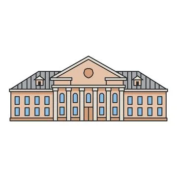 Classical palace building with columns and triangular pediment isolated on .. Stock Illustration