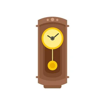 Classical pendulum clock icon flat isolated vector Stock Illustration