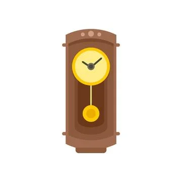 Classical pendulum clock icon flat isolated Stock Illustration