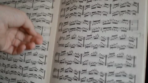 Classical pianist musician studying classical music notes for a classic concert Stock Footage 171157065