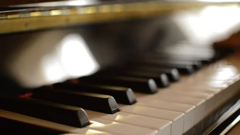 Classical pianist musician's hand study classic music at home Stock Footage 197770875