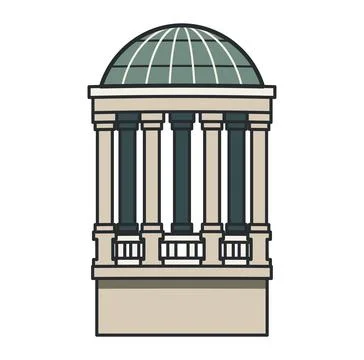 Classical rotunda pavilion isolated on white background. Illustration. Hist.. イラスト素材