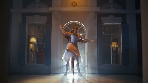 Classical Russian ballet. Blows the dancers. 01 Stock Footage 91063637