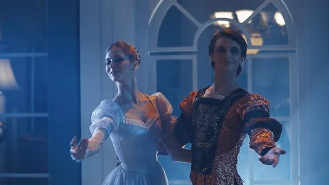 Classical Russian ballet. Blows the dancers 04 Stock-Footage 91063714