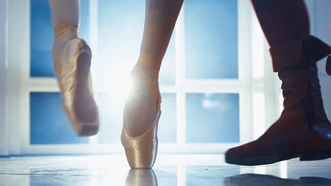 Classical Russian ballet. Blows the dancers. 06 Stock Footage 91063803