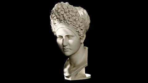 Classical Sculpture of Bust of Iulia Titi Rotation Animation Stock Footage 337423868