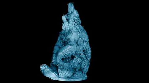 Classical Sculpture of Sitting Bear Rotation Animation Stock Footage 336345743