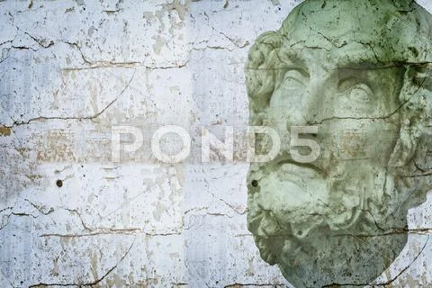 Classical sculpture with textures, white greek bust of sócrates Stock Illustration
