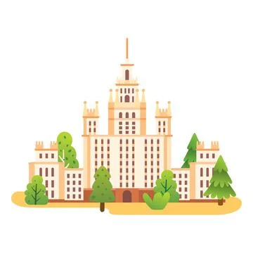 Classical skyscraper building isolated on white background. Illustration. H.. Stock-Illustration