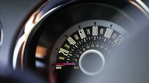 Classical speedometer view on an American muscle car. High RPMs 動画素材 157265175