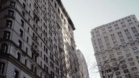 Classical structure buildings from the human perspective on the street Stock Footage 136207692