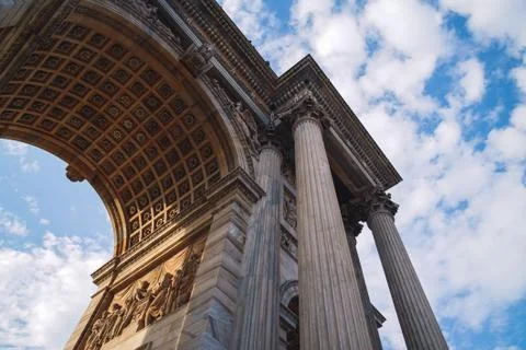 Classical Temple and Fast Clouds Stock Photos