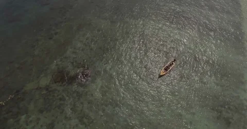 Classical Thai boat floating in the clean water Stock Footage 70411705