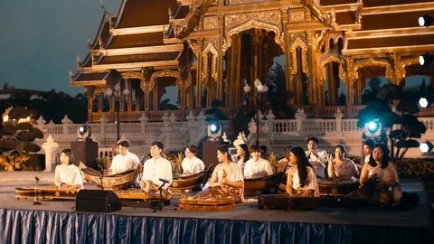 Classical Thai Music Performance on Loy Krathong Day Video stock 98697073
